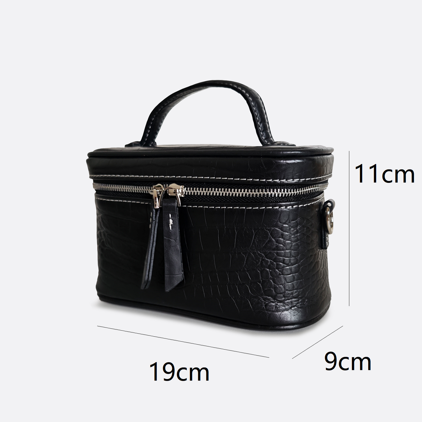 Women's cowhide leather vanity bag Schon design with strap