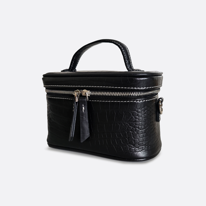 Women's cowhide leather vanity bag Schon design with strap