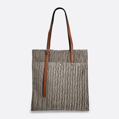 Women's nylon mix genuine cowhide leather handbag Cara design