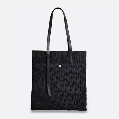 Women's nylon mix genuine cowhide leather handbag Cara design