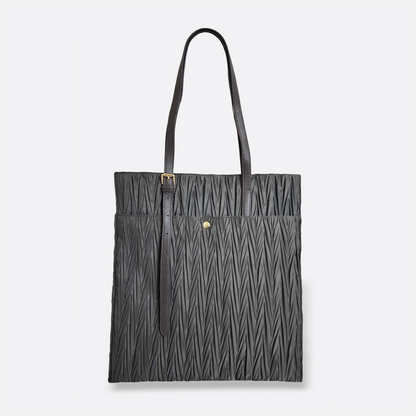 Women's nylon mix genuine cowhide leather handbag Cara design
