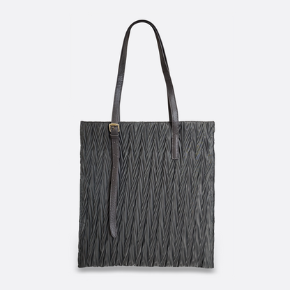Women's nylon mix genuine cowhide leather handbag Cara design
