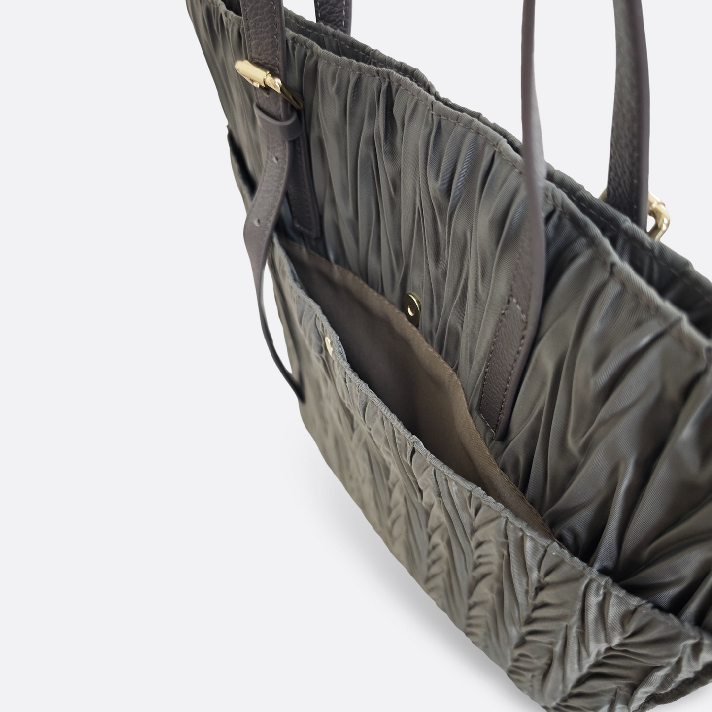Women's nylon mix genuine cowhide leather handbag Cara design