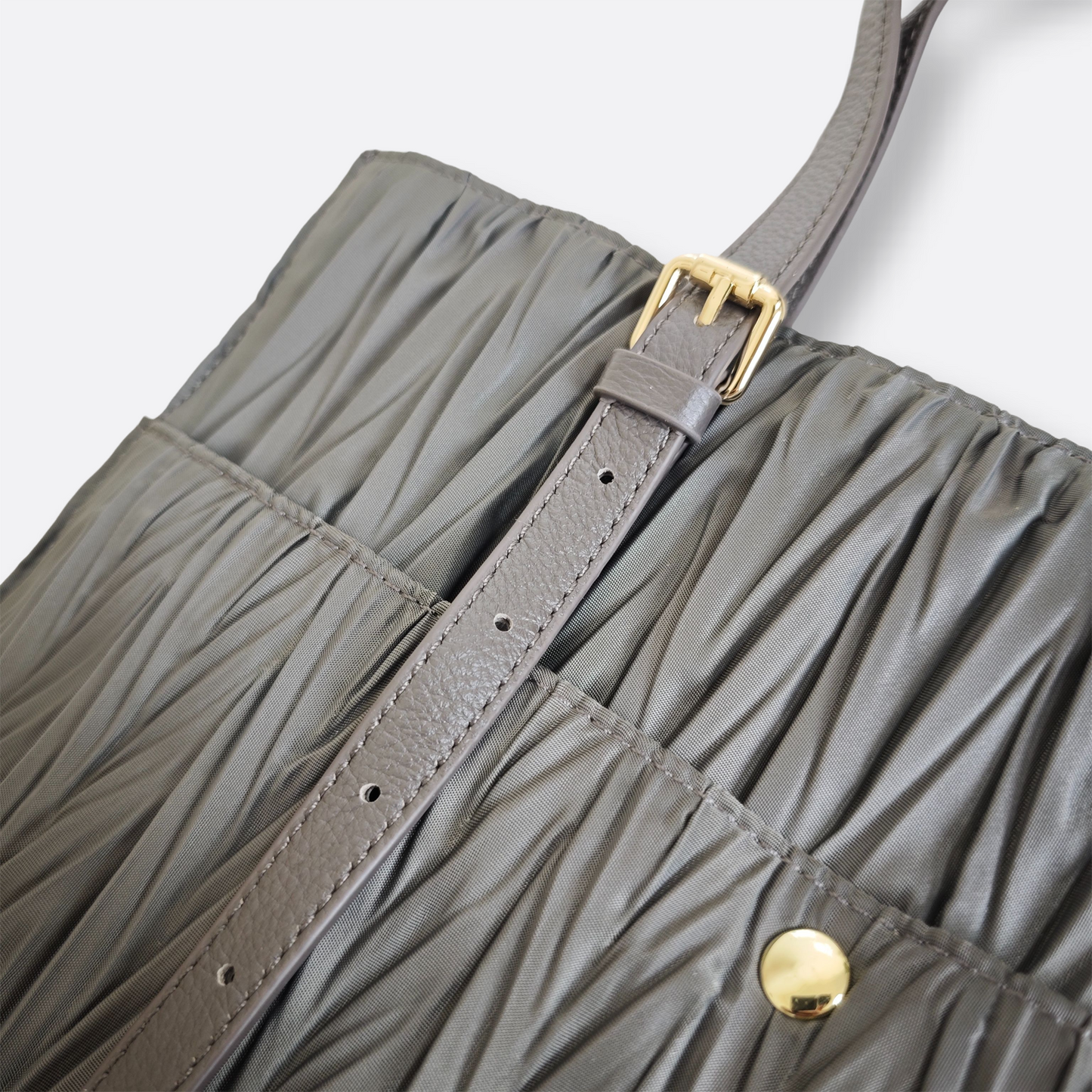 Women's nylon mix genuine cowhide leather handbag Cara design