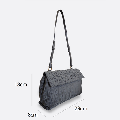 Women's nylon mix genuine cowhide leather handbag Boite design