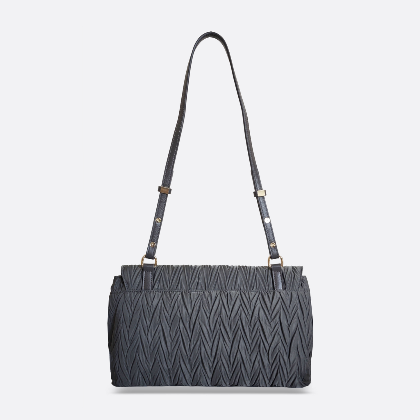 Women's nylon mix genuine cowhide leather handbag Boite design