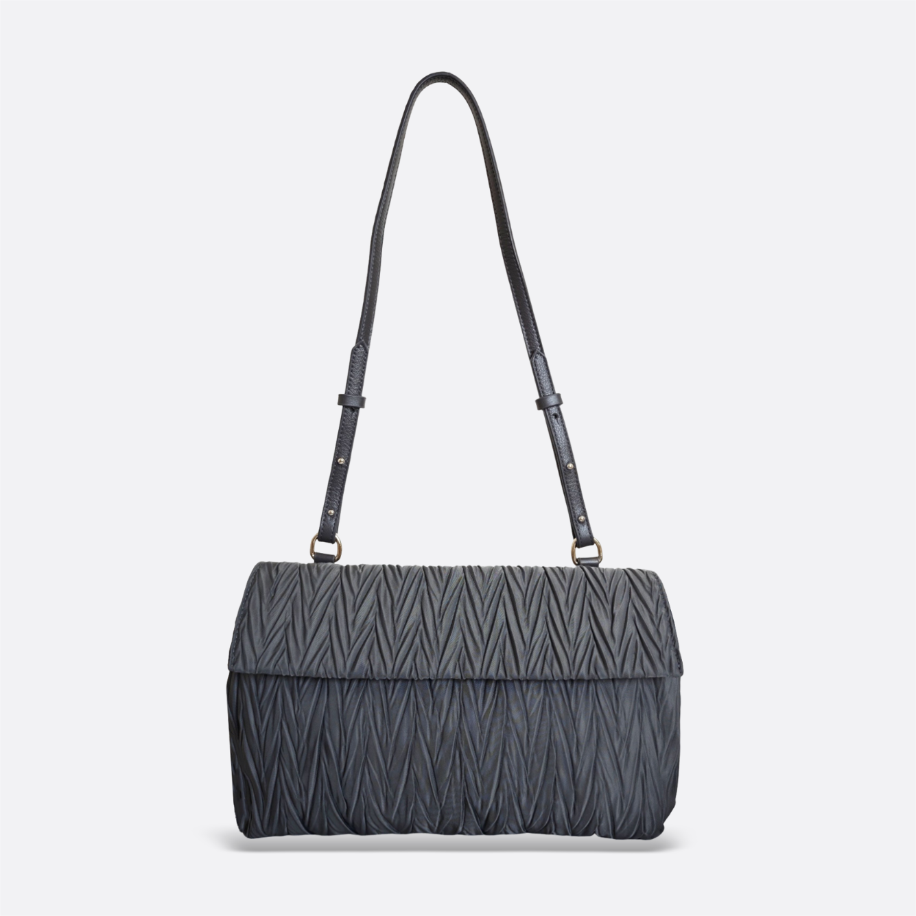 Women's nylon mix genuine cowhide leather handbag Boite design