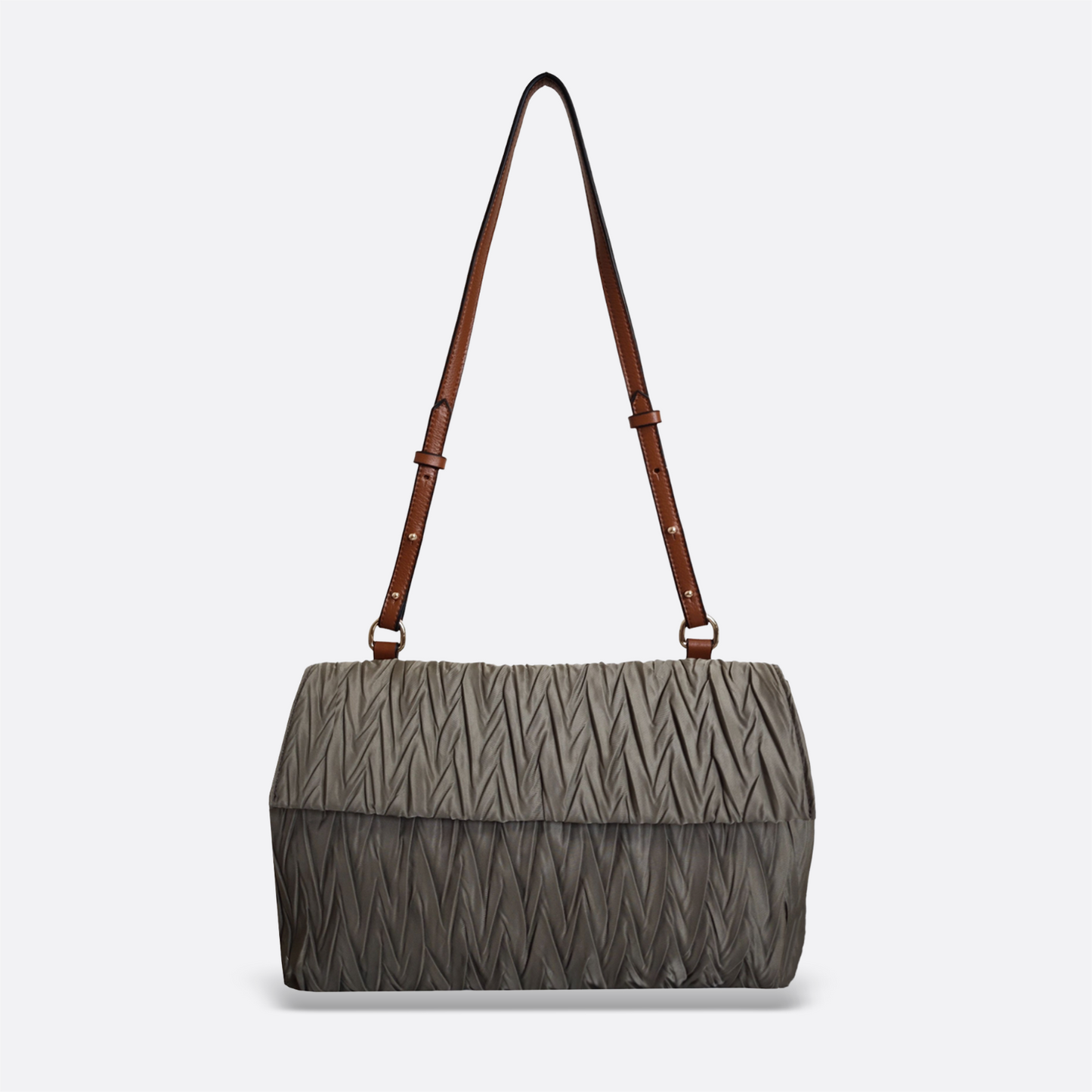 Women's nylon mix genuine cowhide leather handbag Boite design