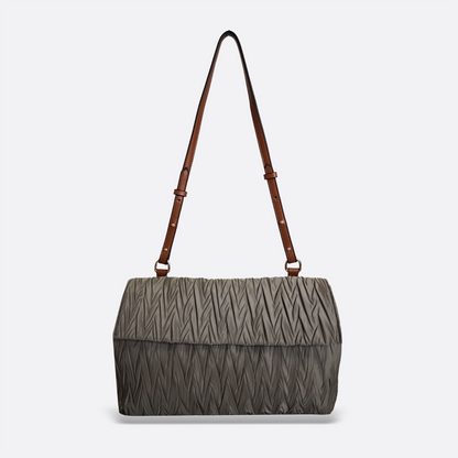 Women's nylon mix genuine cowhide leather handbag Boite design