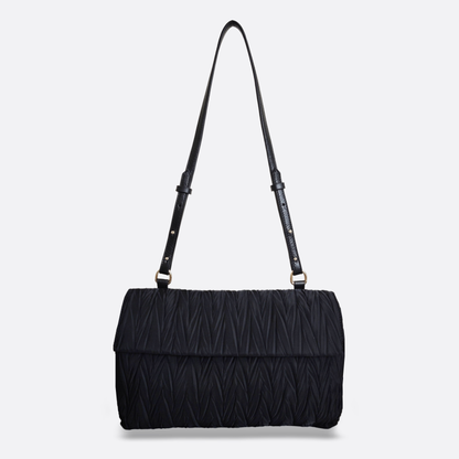 Women's nylon mix genuine cowhide leather handbag Boite design