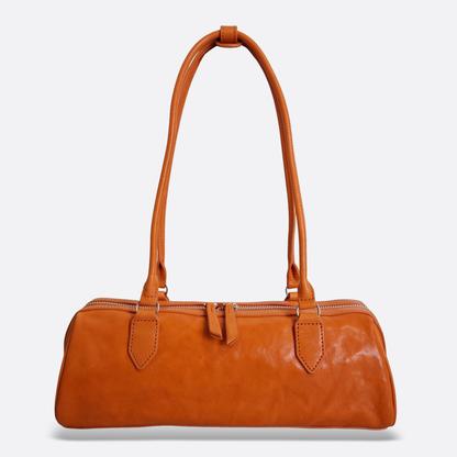 Women's genuine cowhide leather baguette bag