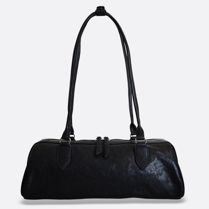 Women's genuine cowhide leather baguette bag