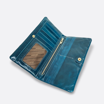 Women's waxed cowhide leather wallet/purse Prya V3 design