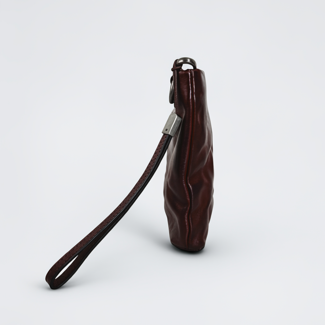Unisex genuine cowhide leather two way clutch with sling and wrist strap