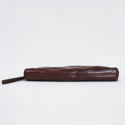 Unisex genuine cowhide leather two way clutch with sling and wrist strap