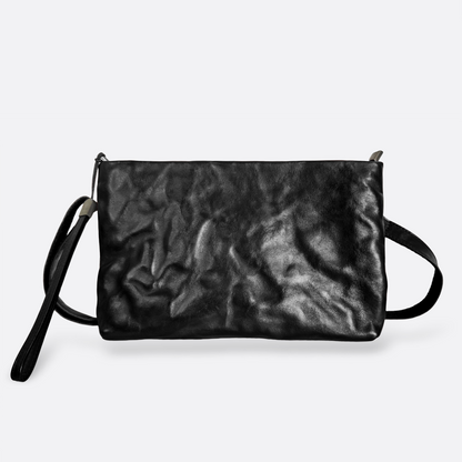 Unisex genuine cowhide leather two way clutch with sling and wrist strap
