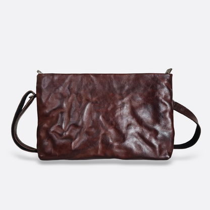 Unisex genuine cowhide leather two way clutch with sling and wrist strap