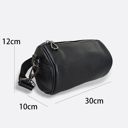 Unisex genuine cowhide leather barrel bag Cylinder design