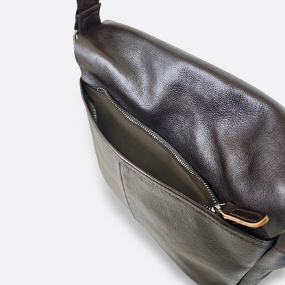 Unisex genuine cowhide leather sling bag Torba messenger V2 design