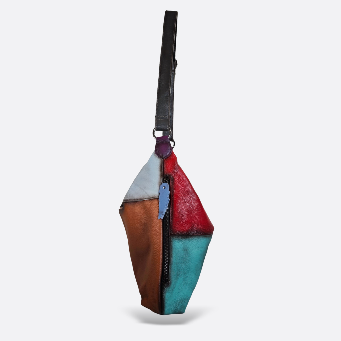Women's genuine cowhide leather Hobo handbag Bora patchwork design