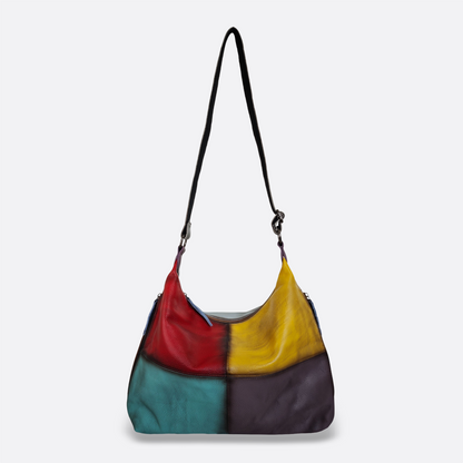 Women's genuine cowhide leather Hobo handbag Bora patchwork design