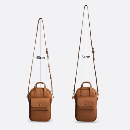 Women's genuine cowhide leather handphone bag Mirren top handle design