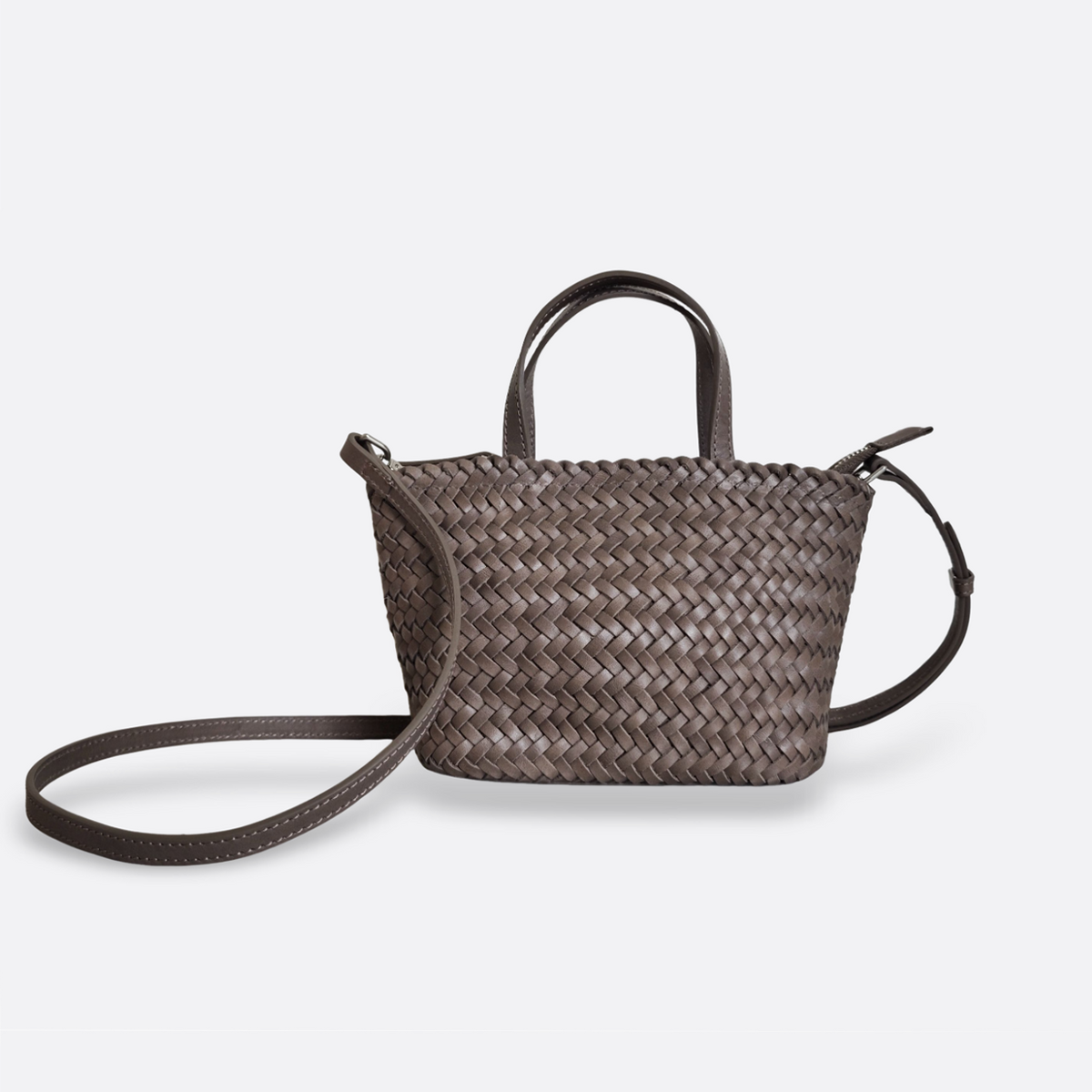 Women's handwoven genuine cowhide leather handbag Mini Ellipse
