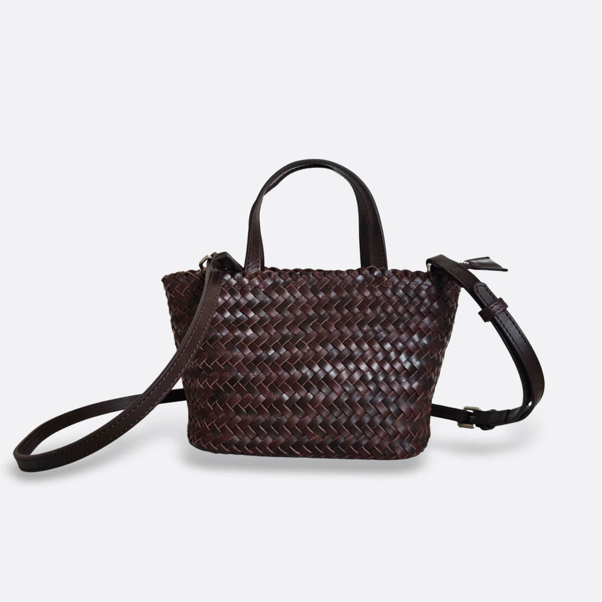 Women's handwoven genuine cowhide leather handbag Mini Ellipse