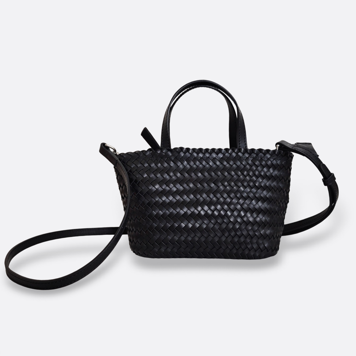 Women's handwoven genuine cowhide leather handbag Mini Ellipse