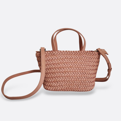 Women's handwoven genuine cowhide leather handbag Mini Ellipse
