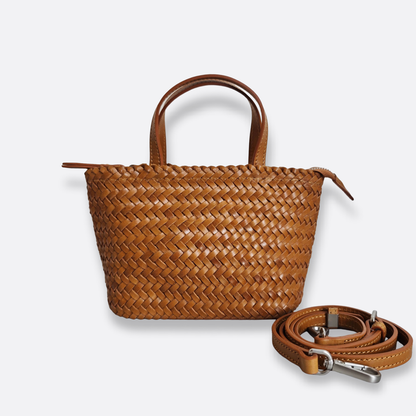 Women's handwoven genuine cowhide leather handbag Mini Ellipse