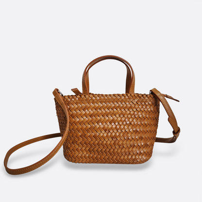 Women's handwoven genuine cowhide leather handbag Mini Ellipse