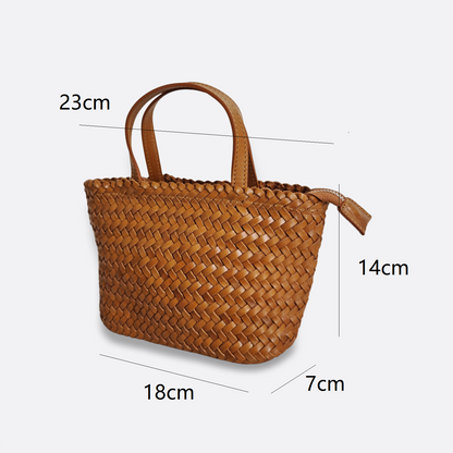 Women's handwoven genuine cowhide leather handbag Mini Ellipse