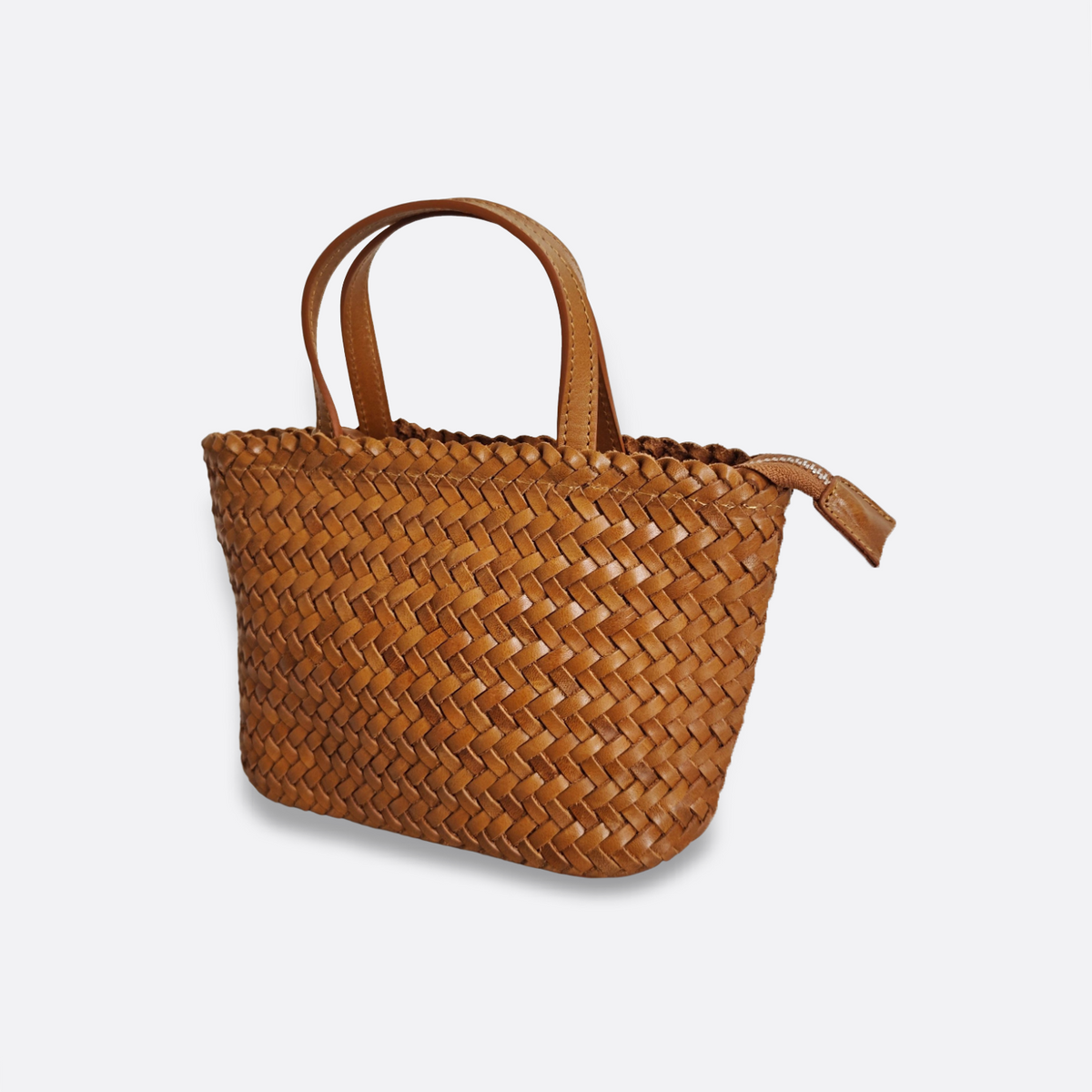 Women's handwoven genuine cowhide leather handbag Mini Ellipse
