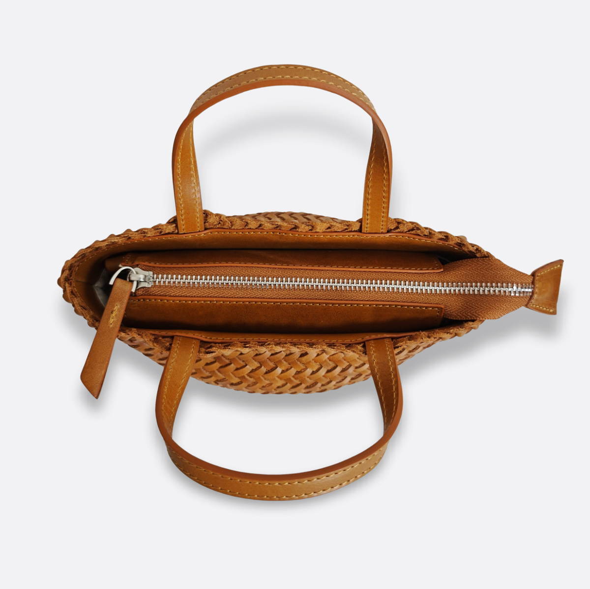 Women's handwoven genuine cowhide leather handbag Mini Ellipse