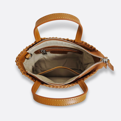Women's handwoven genuine cowhide leather handbag Mini Ellipse