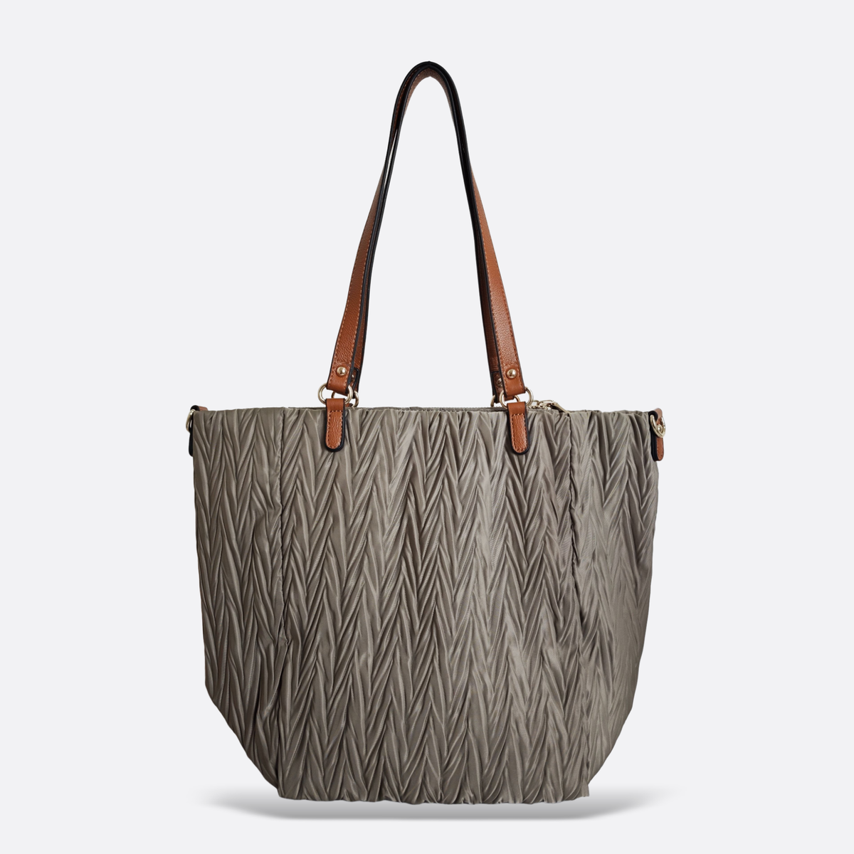 Women's nylon mix genuine cowhide leather Shopping Tote