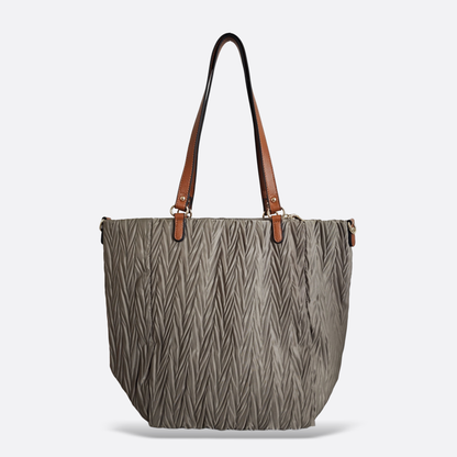Women's nylon mix genuine cowhide leather Shopping Tote