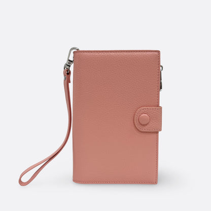 Unisex leather Button design passport holder travel pouch
