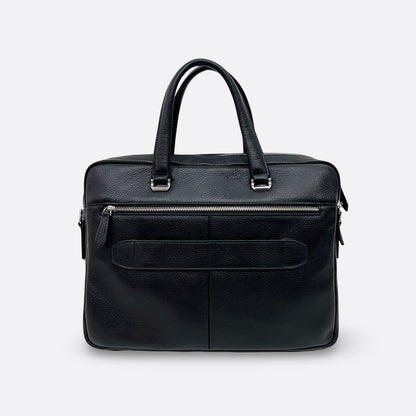 Unisex genuine cowhide leather top handle travel briefcase laptop bag Poches V2 design