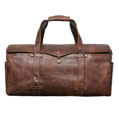 Unisex Women's and Men's genuine cowhide vintage leather duffel travel bag