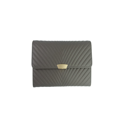 Women's cowhide leather short wallet/purse Chevron design