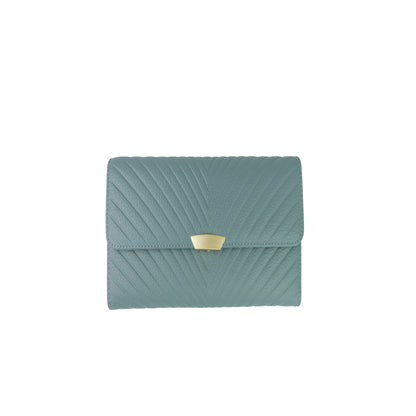 Women's cowhide leather short wallet/purse Chevron design