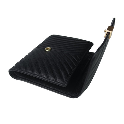 Women's cowhide leather short wallet/purse Chevron design