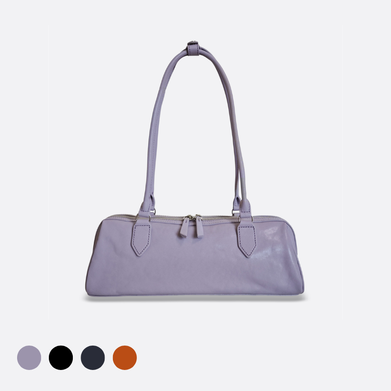 Women's genuine cowhide leather baguette bag