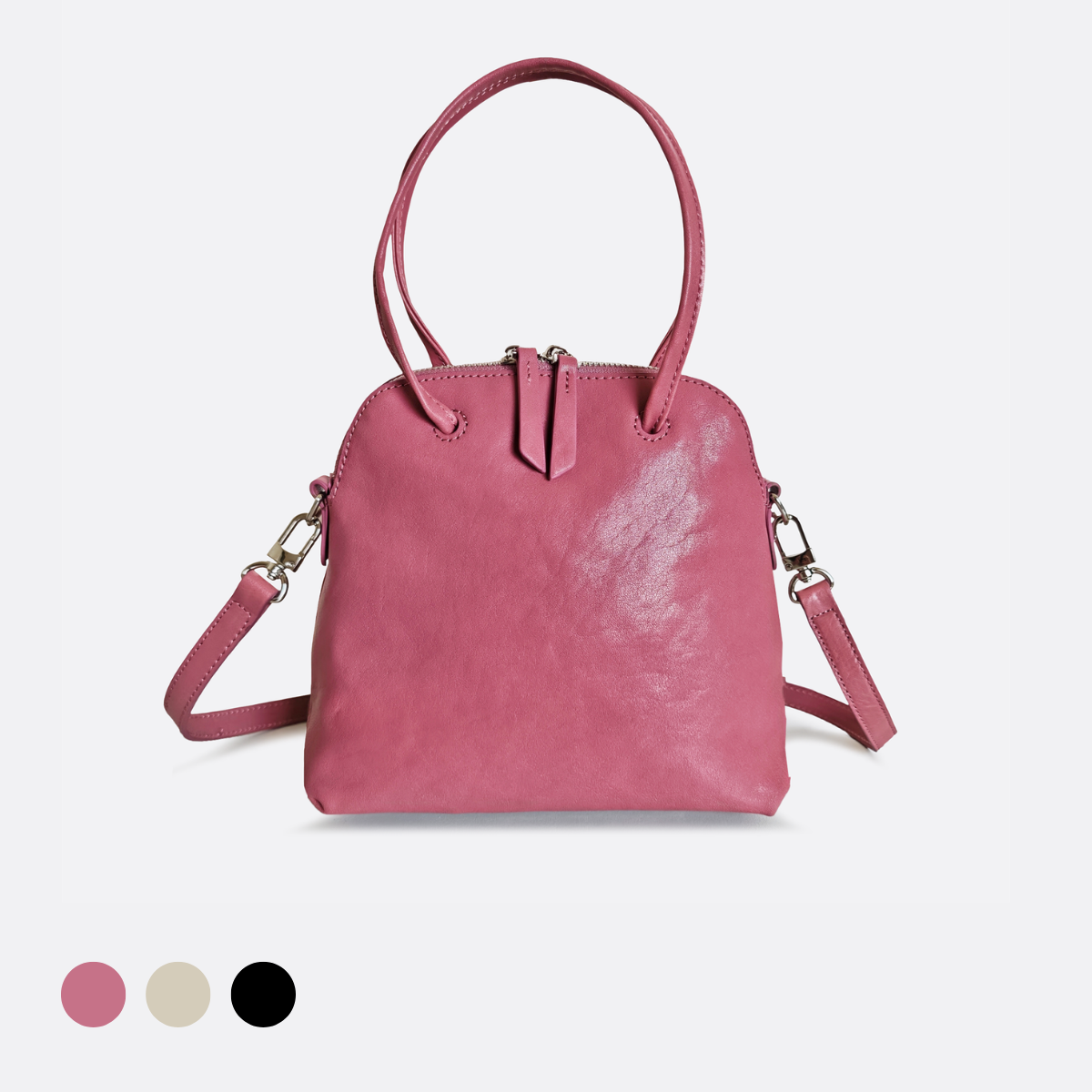 Women's genuine cowhide leather Bowler bag