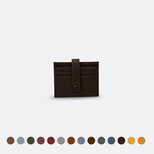 Unisex cowhide leather card holder with buckle