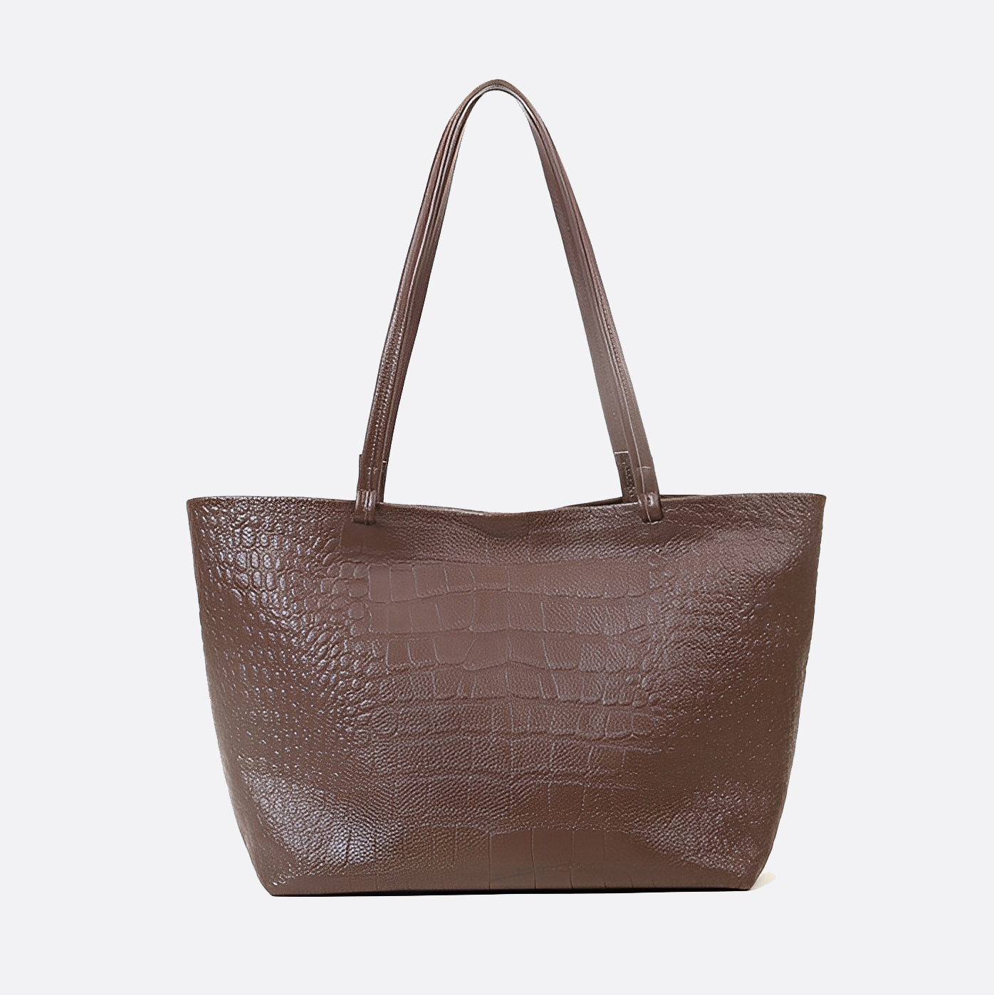 Women's genuine cowhide leather Shopping Tote in crocodile print