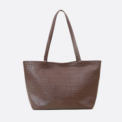 Women's genuine cowhide leather Shopping Tote in crocodile print