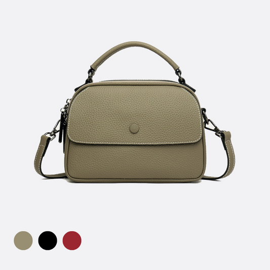 Women's genuine cowhide leather handbag Demi design with 2 straps